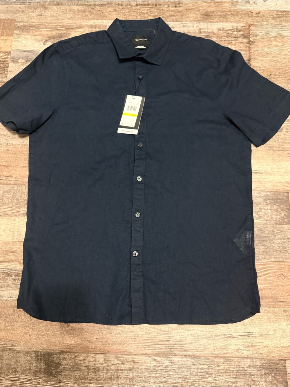 Perry Ellis Short Sleeve Button-Down Shirt Linen Blend NWT Size M